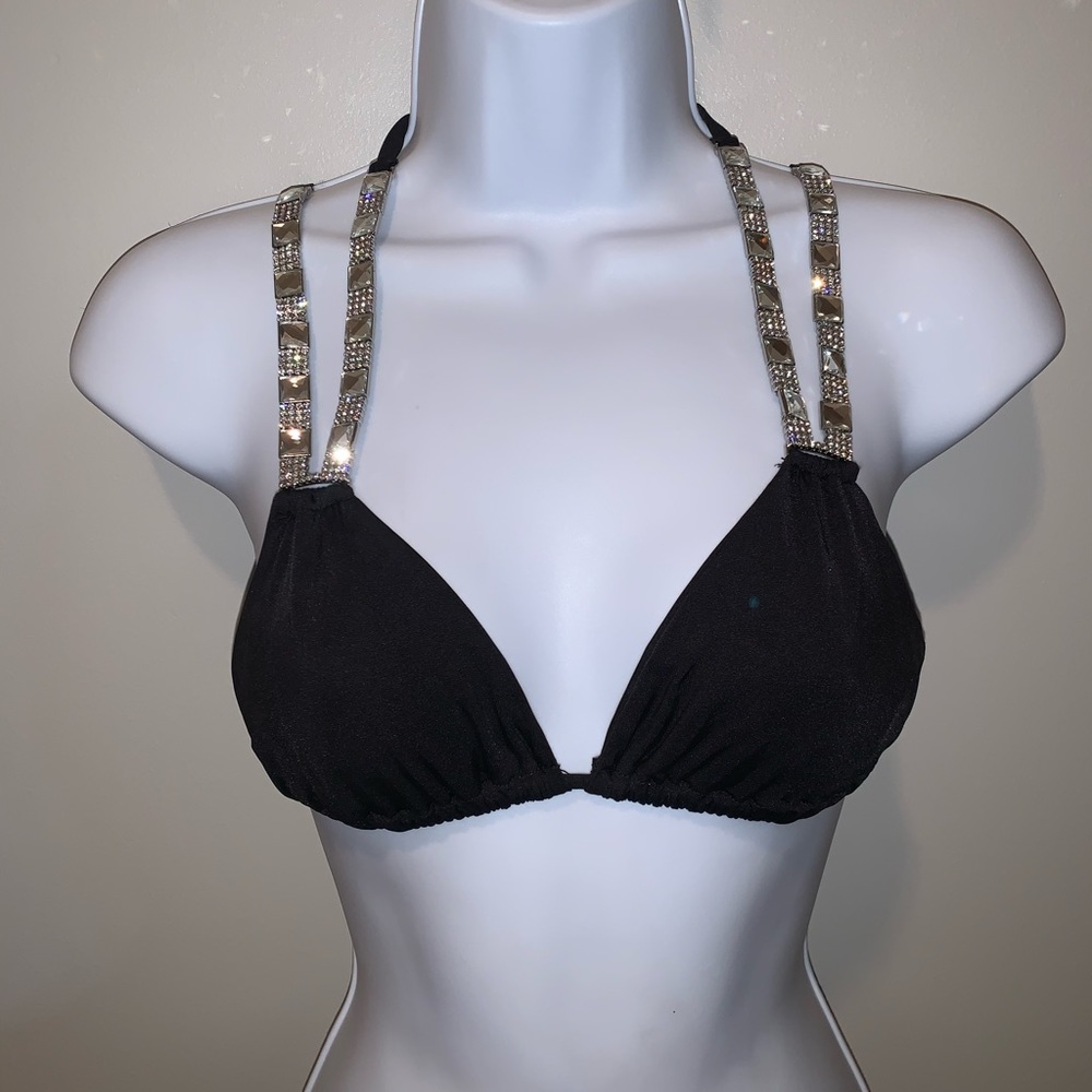 Black beach bunny rare rhinestone bikini
